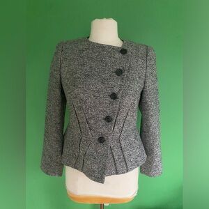 Armani Collezioni Italy Gray sculptured Asymmetric Button blazer victorian